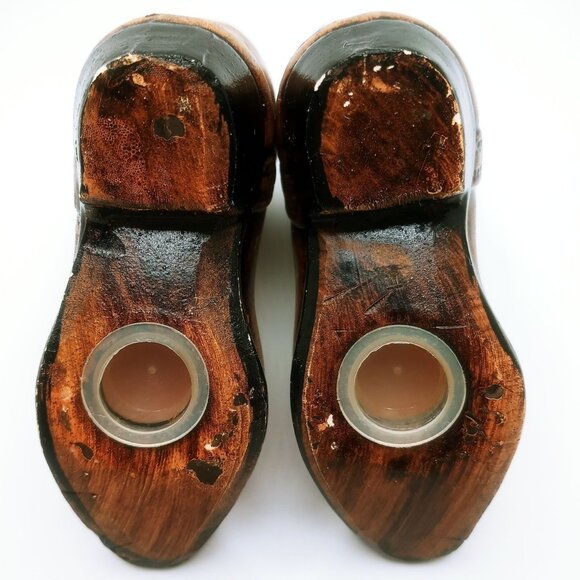 Salt & Pepper Shakers Set Ceramic Anthropomorphic Brown Cowboy Boots Vintage Set - Picture 6 of 16